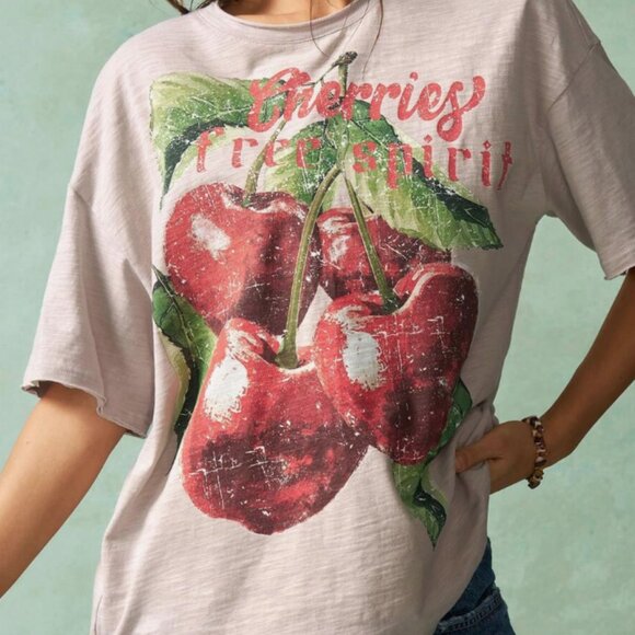 BOUTIQUE DESIGNER LOOK CHERRY GRAPHIC TEE - Picture 2 of 4